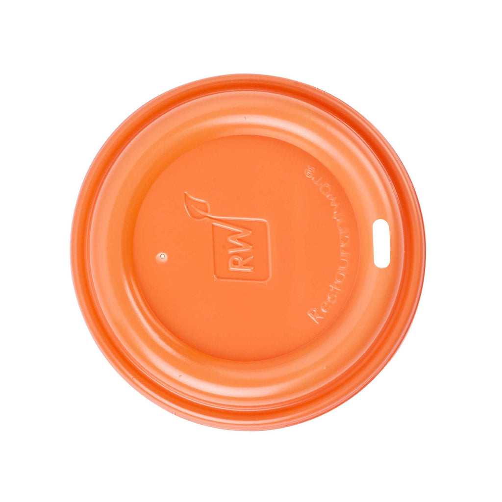Restpresso Tangerine Orange Plastic Coffee Cup Lid - Fits 8, 12, 16 and 20 oz - 25 count box