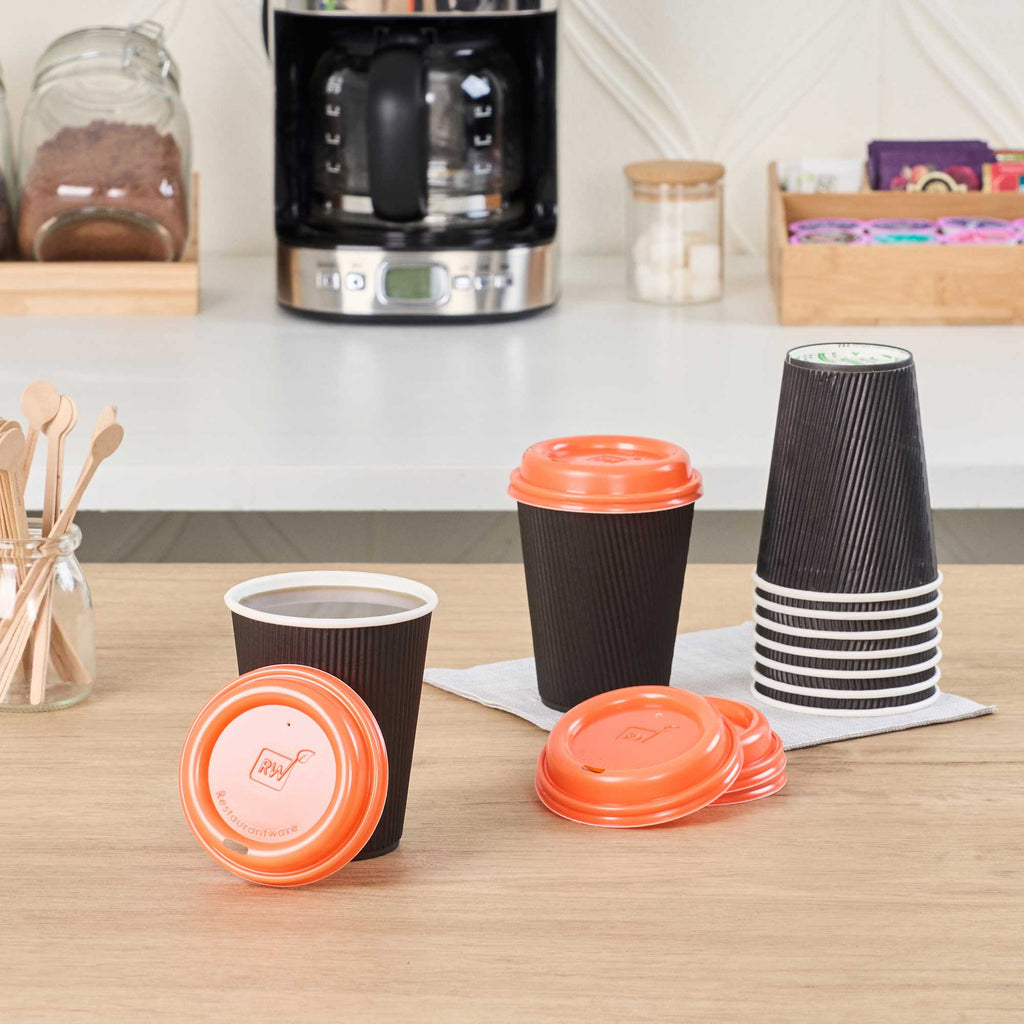Restpresso Tangerine Orange Plastic Coffee Cup Lid - Fits 8, 12, 16 and 20 oz - 500 count box