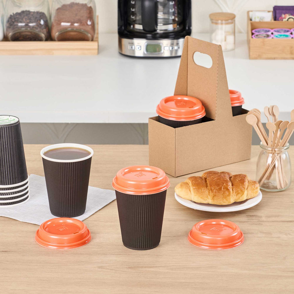 Restpresso Tangerine Orange Plastic Coffee Cup Lid - Fits 8, 12, 16 and 20 oz - 500 count box