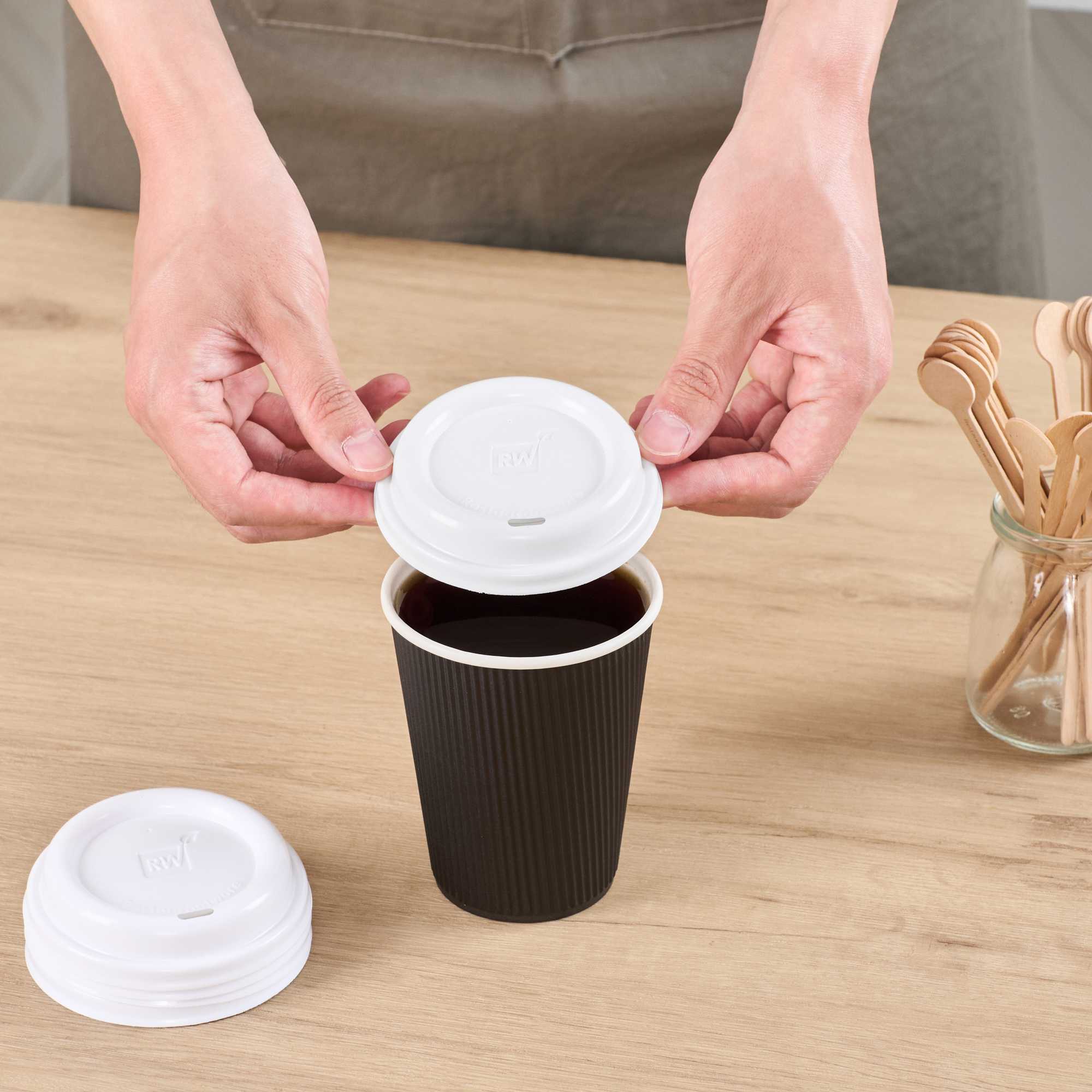 Restpresso White Plastic Coffee Cup Lid - Fits 8, 12, 16 and 20 oz - 25 count box