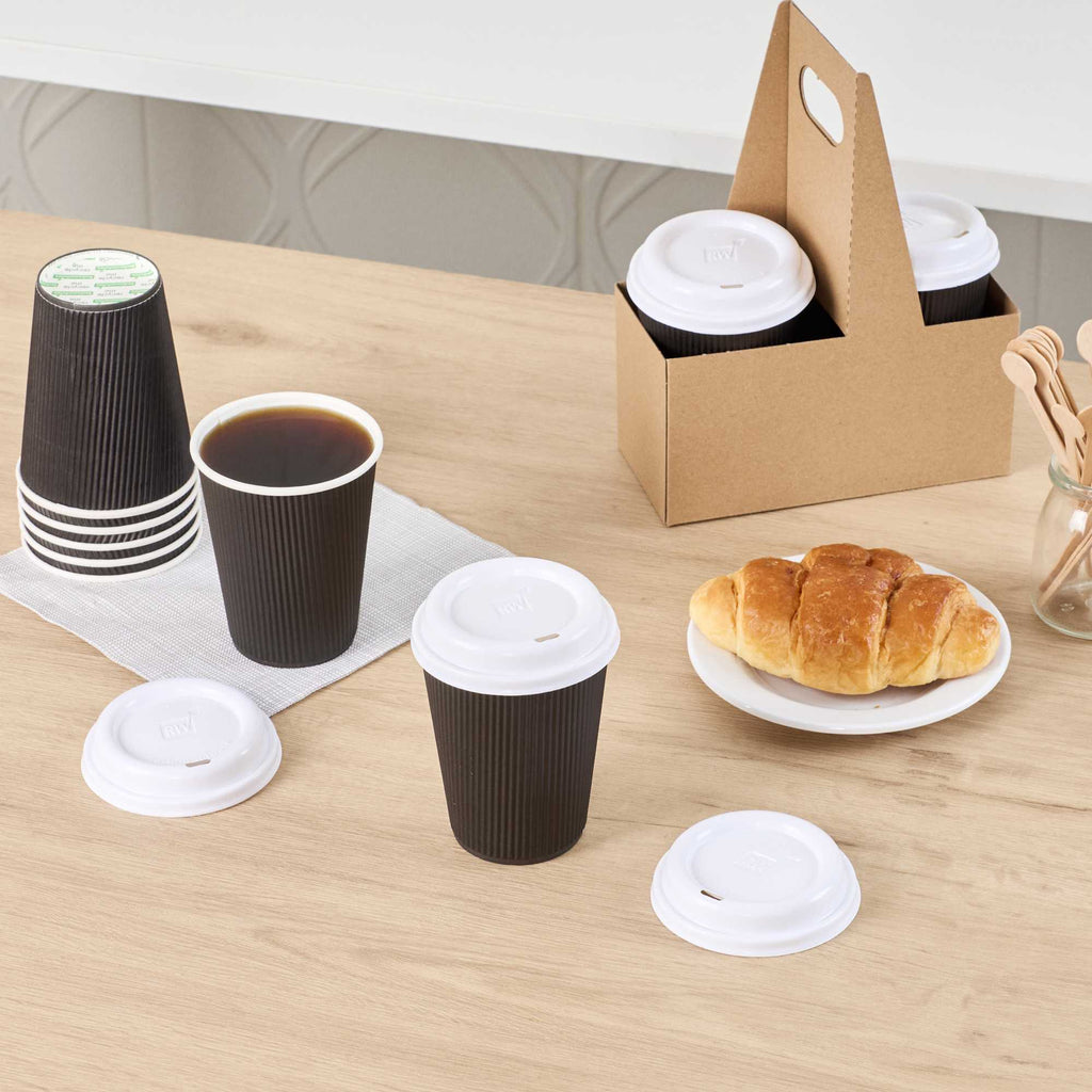 Restpresso White Plastic Coffee Cup Lid - Fits 8, 12, 16 and 20 oz - 25 count box