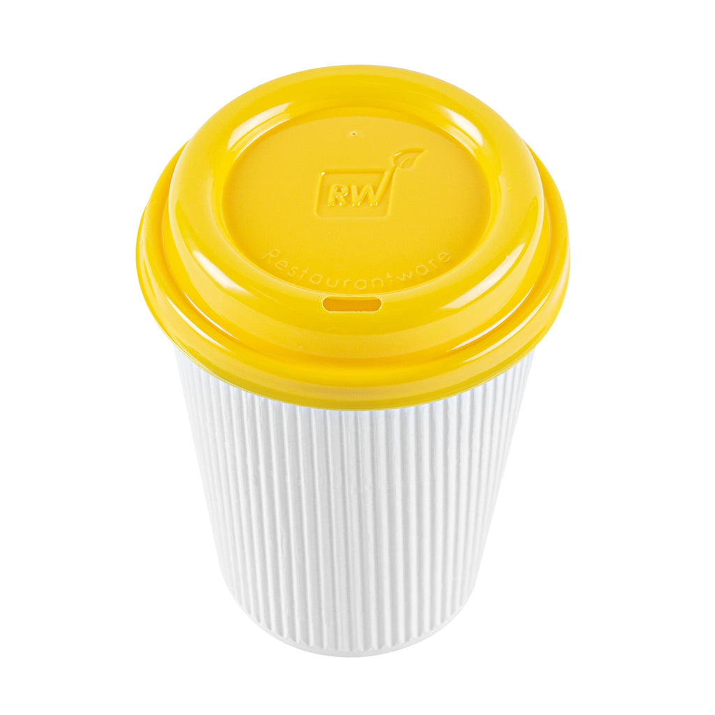 Restpresso Yellow Plastic Coffee Cup Lid - Fits 8, 12, 16 and 20 oz - 25 count box