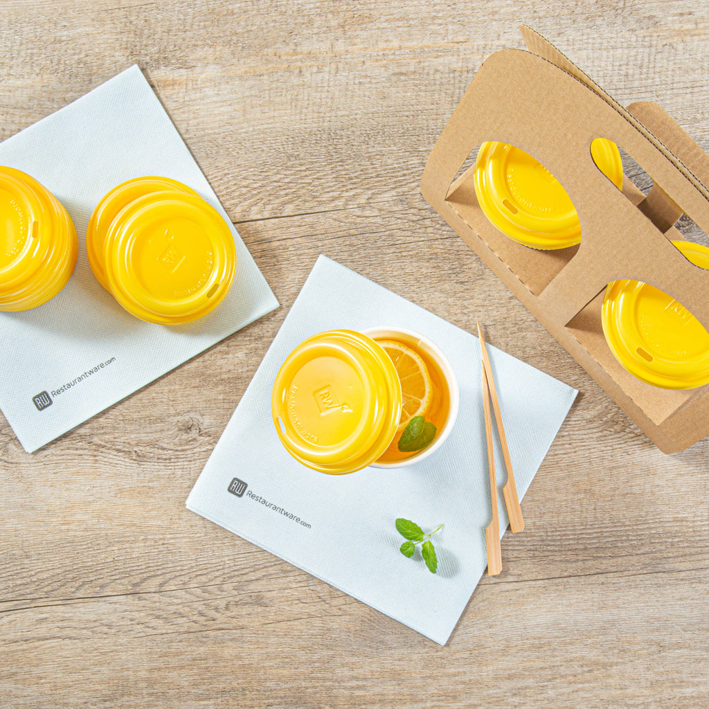 Restpresso Yellow Plastic Coffee Cup Lid - Fits 8, 12, 16 and 20 oz - 500 count box