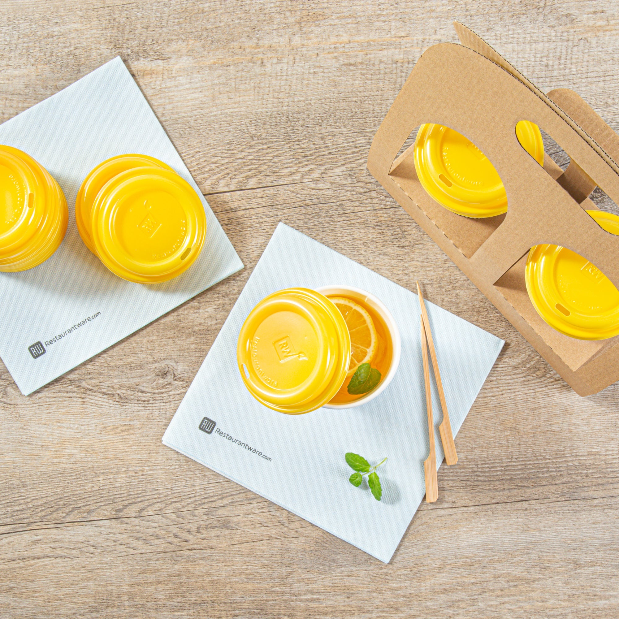 Restpresso Yellow Plastic Coffee Cup Lid - Fits 8, 12, 16 and 20 oz - 500 count box