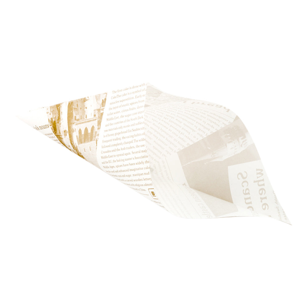 Cone Tek Newsprint Paper Food Cone - Greaseproof - 8" x 8" - 100 count box