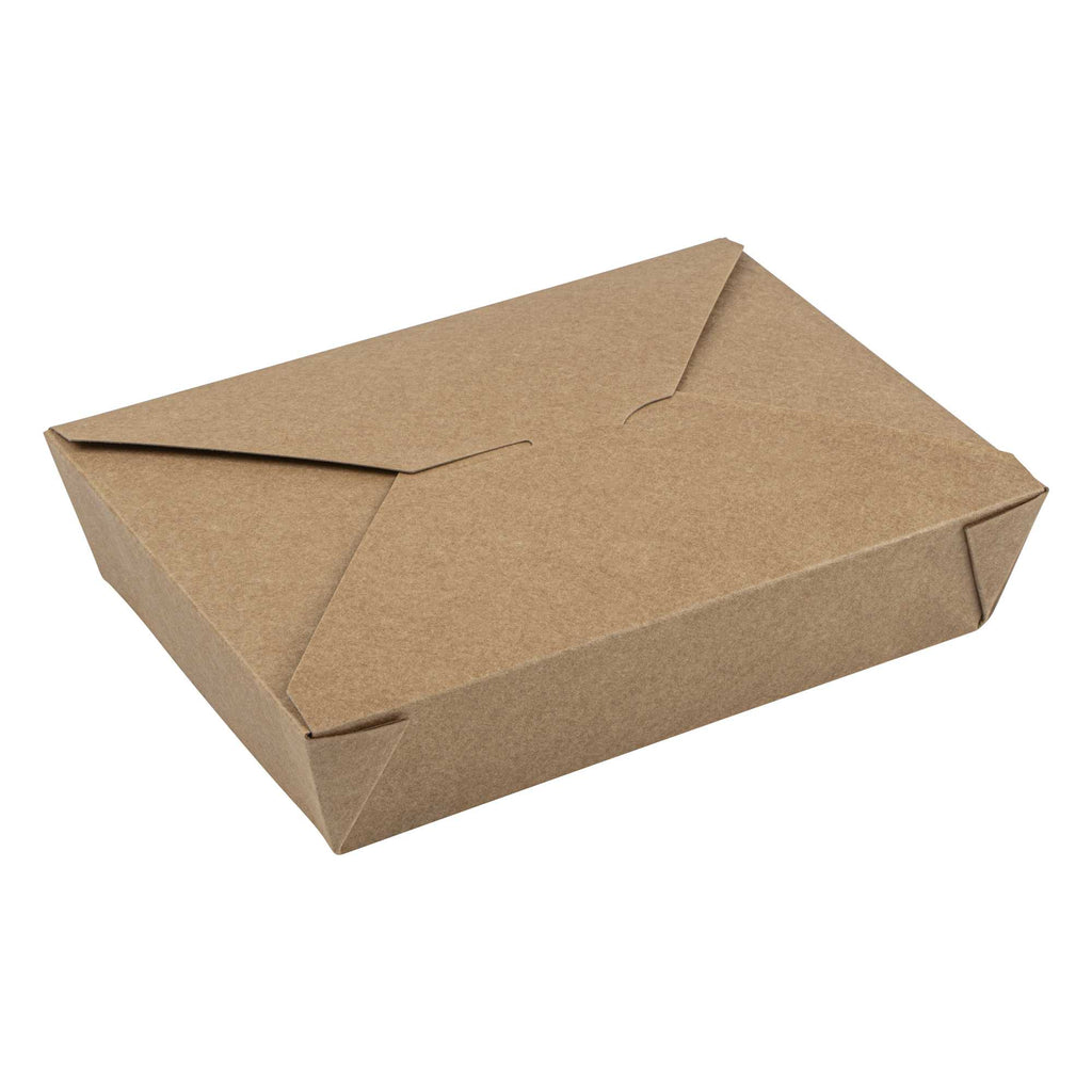 Bio Tek 49 oz Rectangle Kraft Paper #2 Bio Box Take Out Container - 8 1/2" x 6 1/4" x 2" - 50 count box