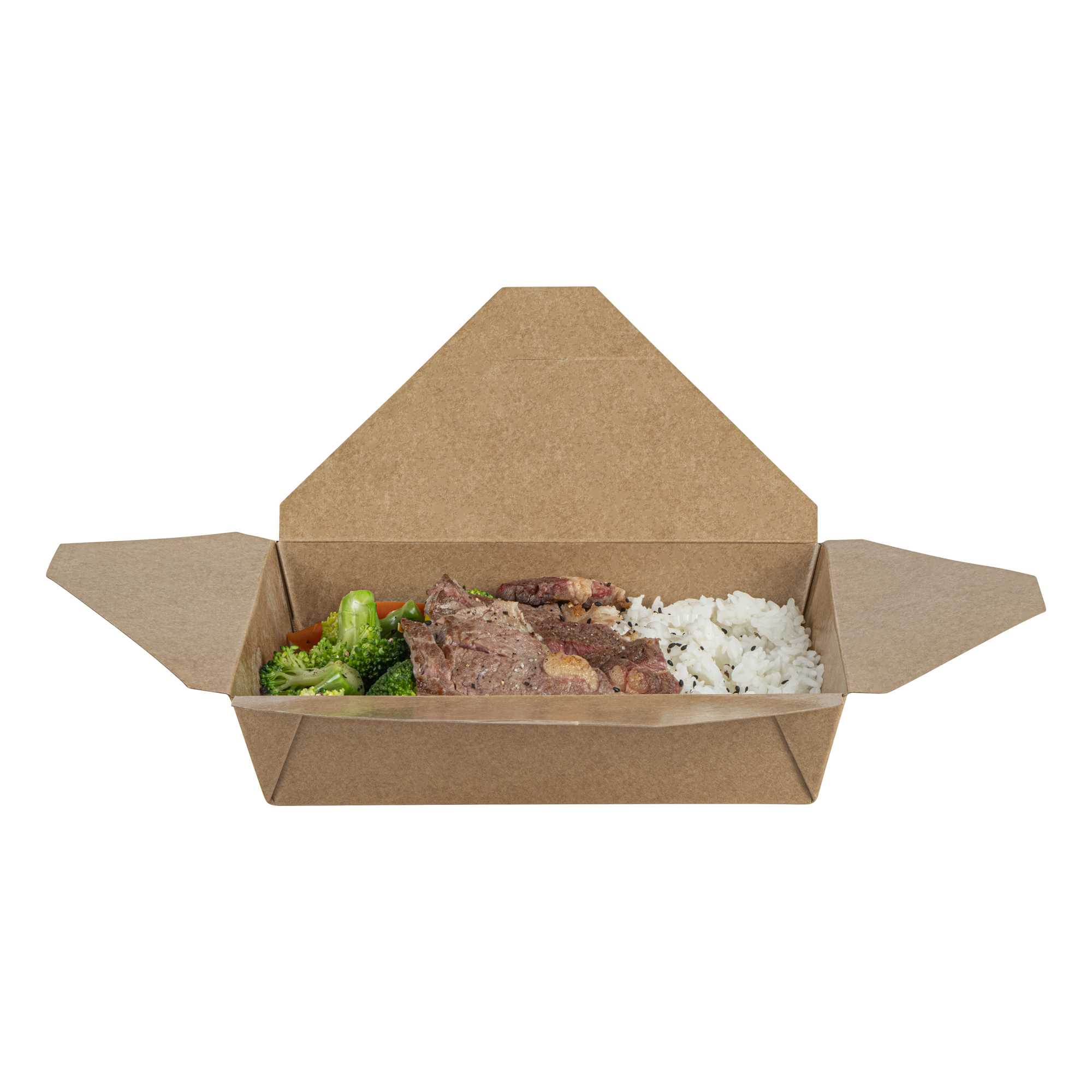 Bio Tek 49 oz Rectangle Kraft Paper #2 Bio Box Take Out Container - 8 1/2" x 6 1/4" x 2" - 200 count box