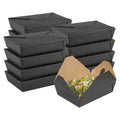 Bio Tek 49 oz Rectangle Black Paper #2 Bio Box Take Out Container - 8 1/2" x 6 1/4" x 2" - 50 count box