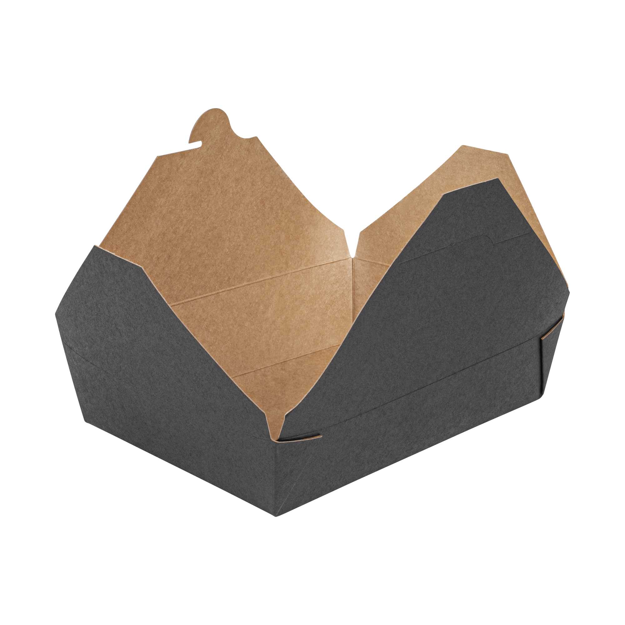 Bio Tek 49 oz Rectangle Black Paper #2 Bio Box Take Out Container - 8 1/2" x 6 1/4" x 2" - 50 count box