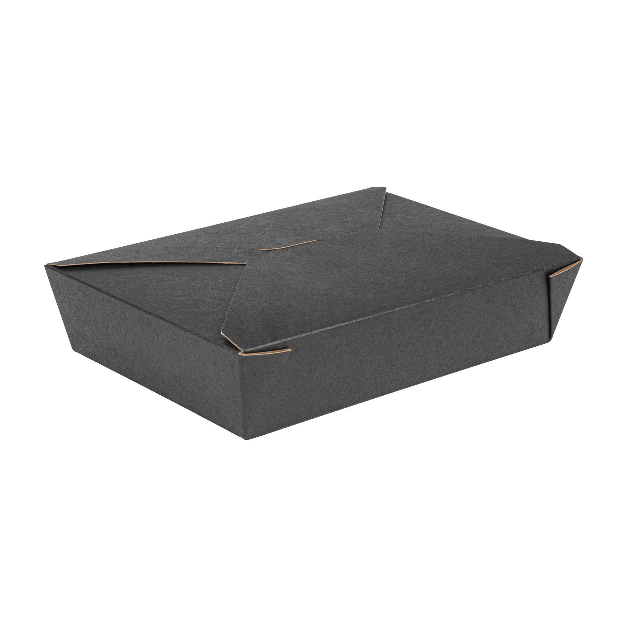 Bio Tek 49 oz Rectangle Black Paper #2 Bio Box Take Out Container - 8 1/2" x 6 1/4" x 2" - 50 count box