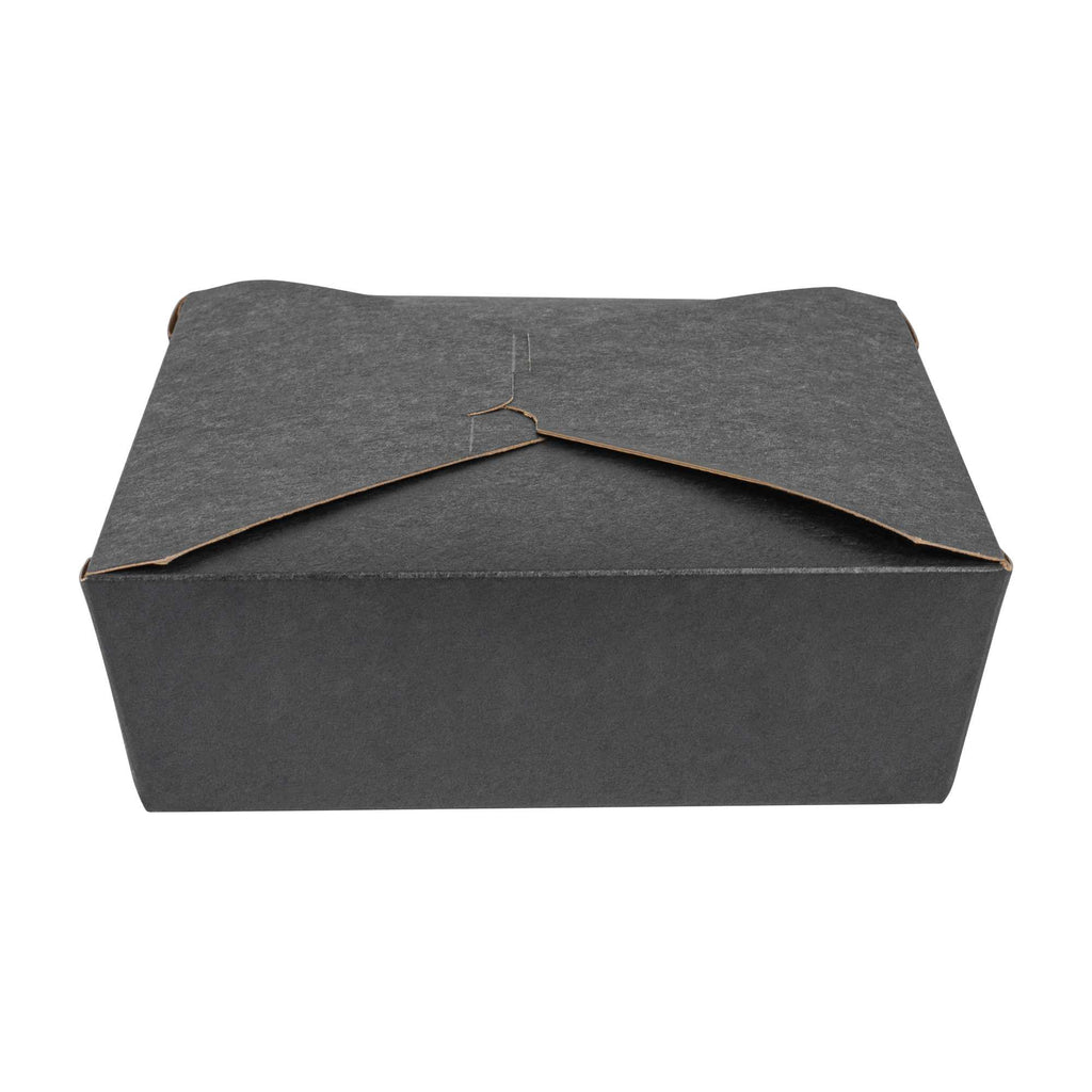 Bio Tek 49 oz Rectangle Black Paper #2 Bio Box Take Out Container - 8 1/2" x 6 1/4" x 2" - 50 count box
