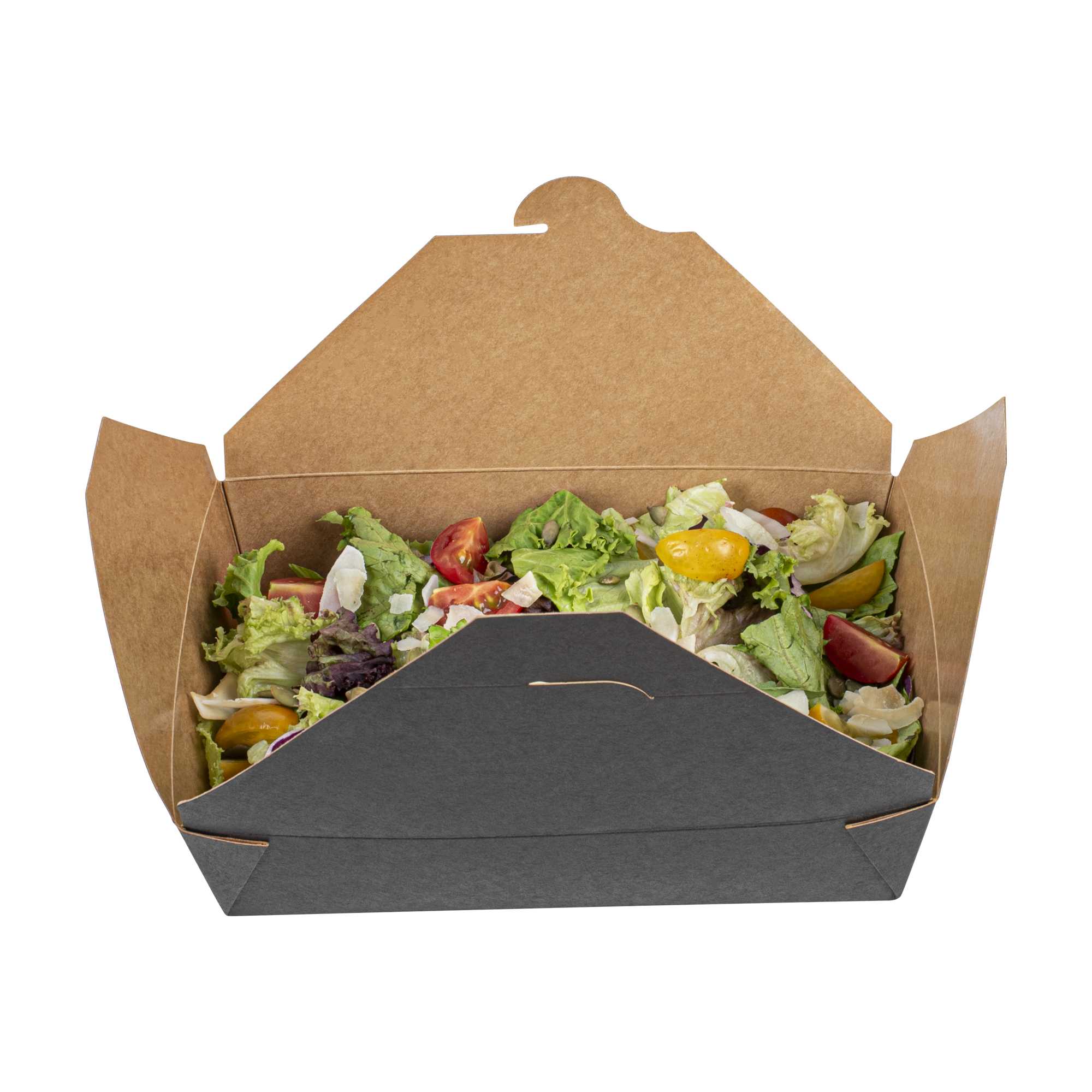 Bio Tek 49 oz Rectangle Black Paper #2 Bio Box Take Out Container - 8 1/2" x 6 1/4" x 2" - 200 count box