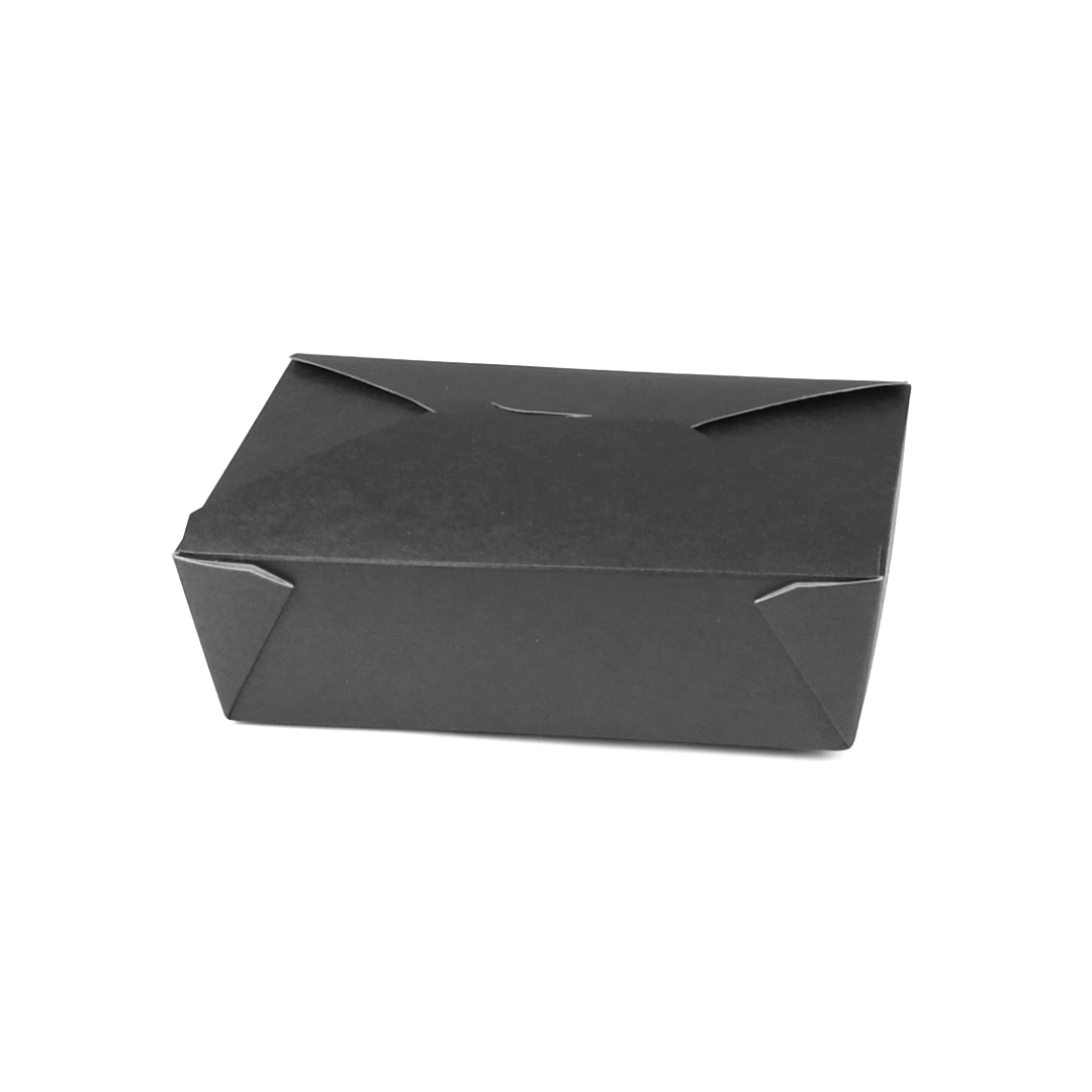 Bio Tek 49 oz Rectangle Black Paper #2 Bio Box Take Out Container - 8 1/2" x 6 1/4" x 2" - 200 count box