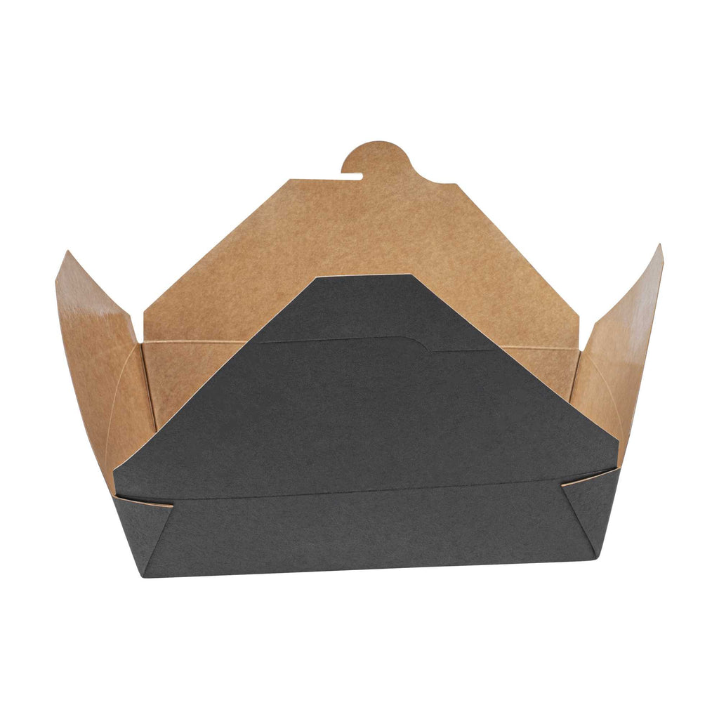 Bio Tek 49 oz Rectangle Black Paper #2 Bio Box Take Out Container - 8 1/2" x 6 1/4" x 2" - 200 count box