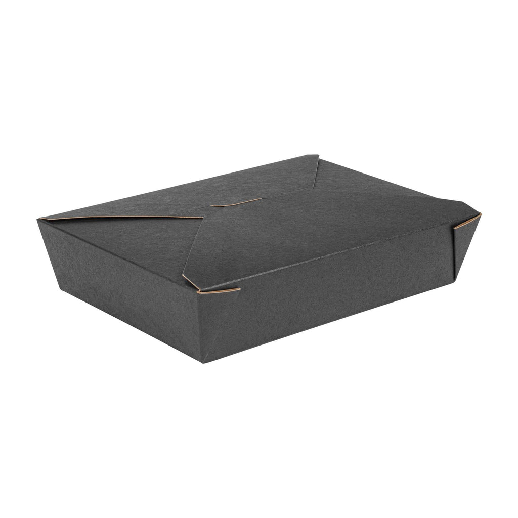 Bio Tek 49 oz Rectangle Black Paper #2 Bio Box Take Out Container - 8 1/2" x 6 1/4" x 2" - 200 count box