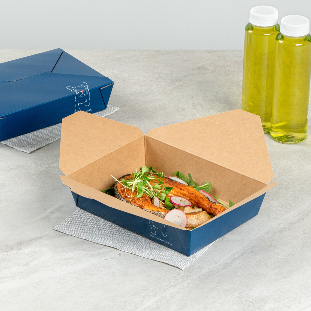Bio Tek 49 oz Rectangle Frenchie Paper #2 Bio Box Take Out Container - 8 1/2" x 6 1/4" x 2" - 200 count box
