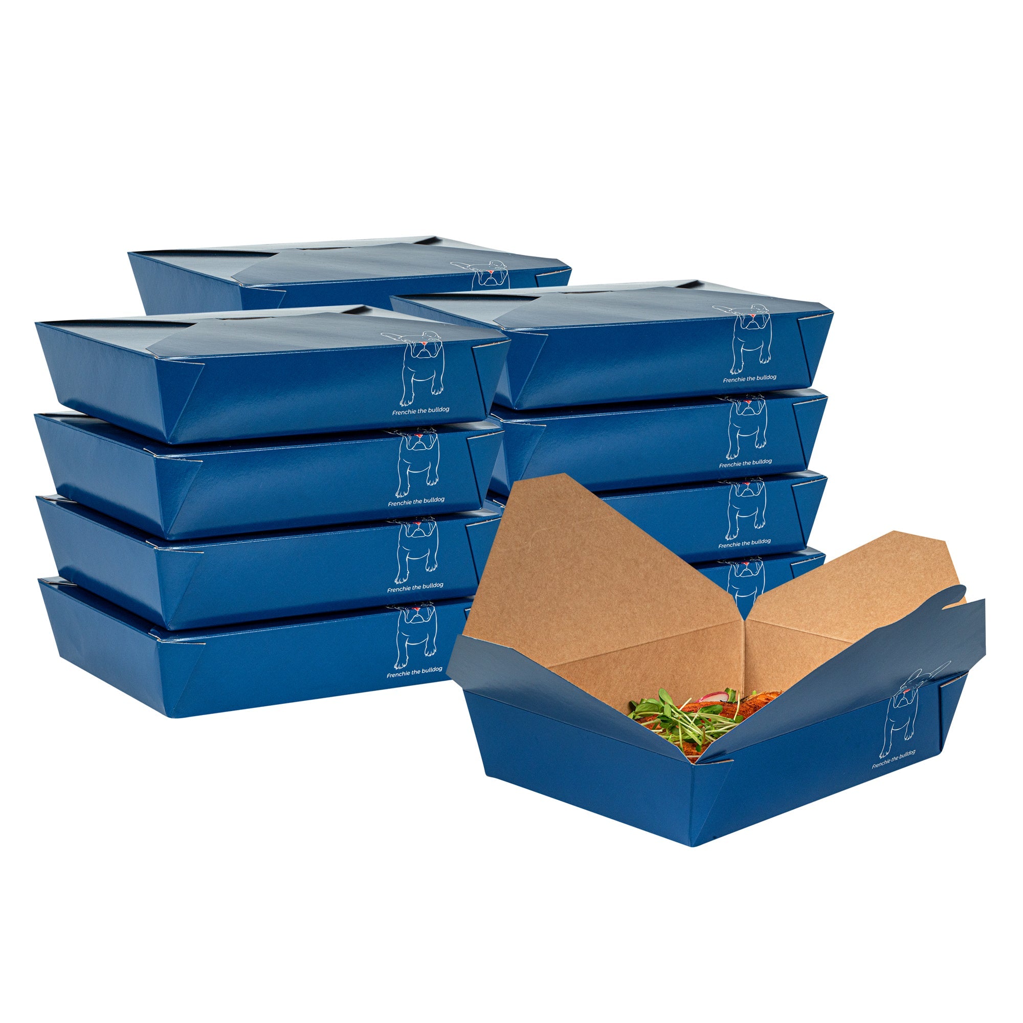 Bio Tek 49 oz Rectangle Frenchie Paper #2 Bio Box Take Out Container - 8 1/2" x 6 1/4" x 2" -50 count box