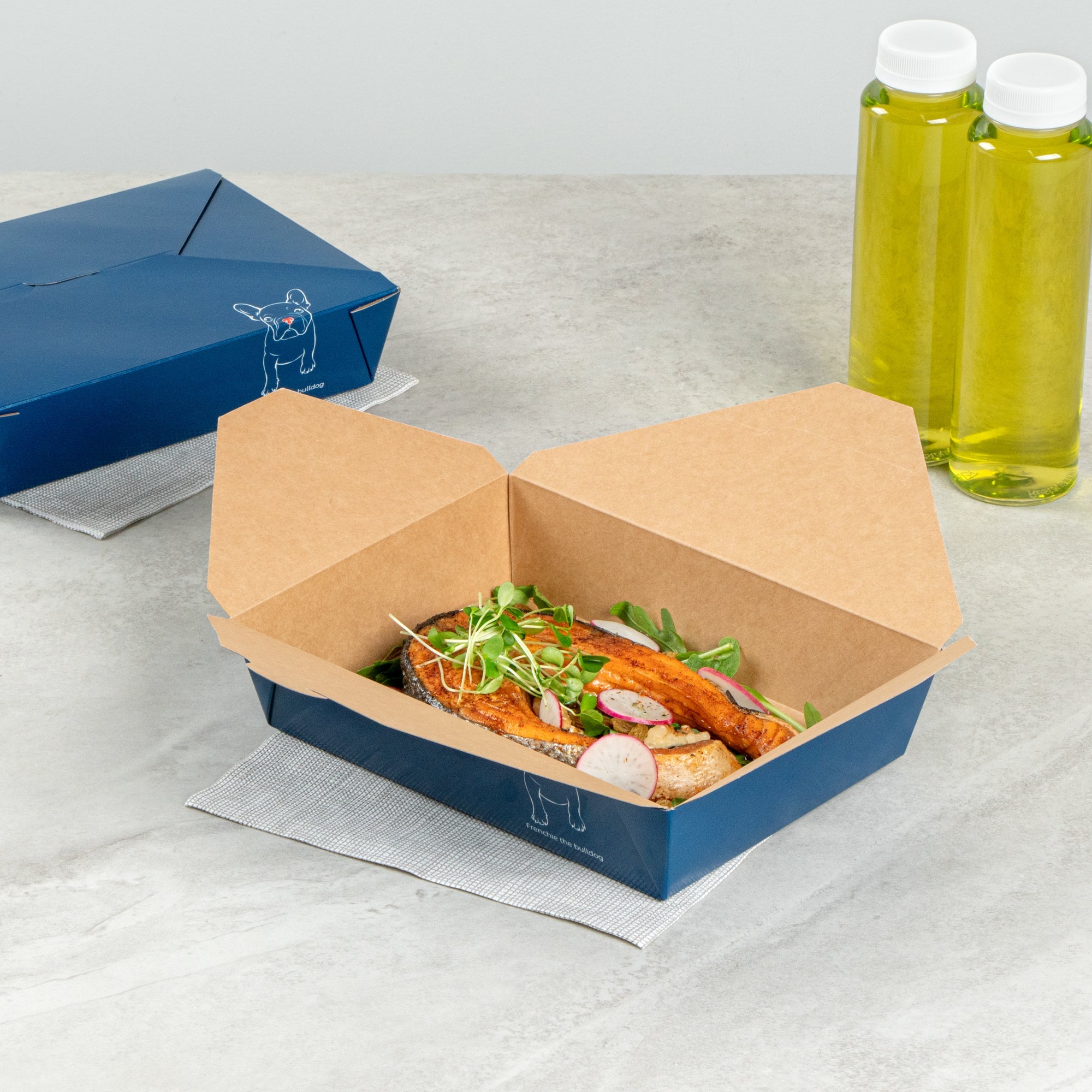 Bio Tek 49 oz Rectangle Frenchie Paper #2 Bio Box Take Out Container - 8 1/2" x 6 1/4" x 2" -50 count box