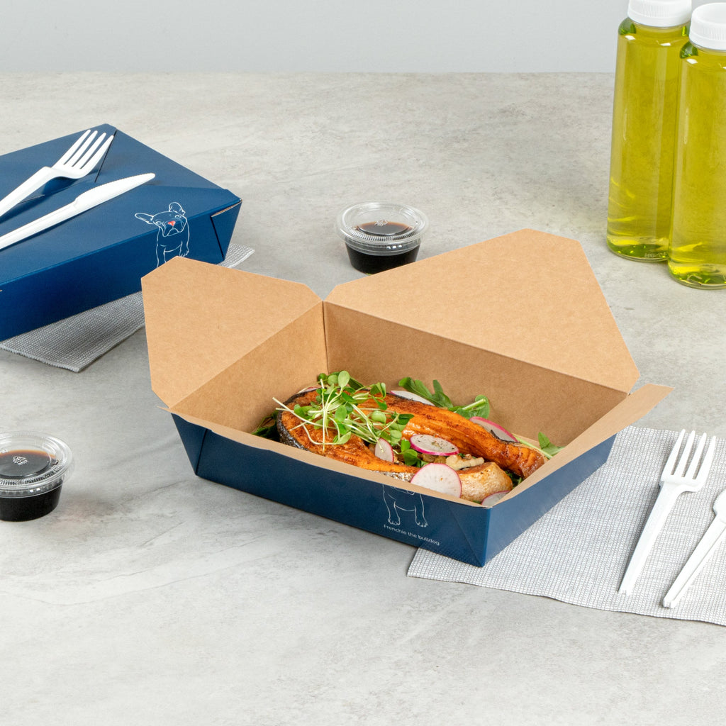 Bio Tek 49 oz Rectangle Frenchie Paper #2 Bio Box Take Out Container - 8 1/2" x 6 1/4" x 2" -50 count box