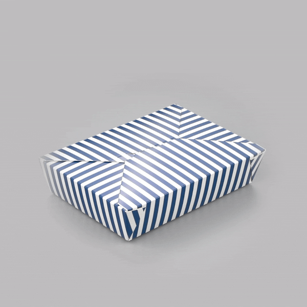 Bio Tek 49 oz Rectangle Blue and White Stripe Paper #2 Bio Box Take Out Container - 8 1/2" x 6 1/4" x 2" -50 count box