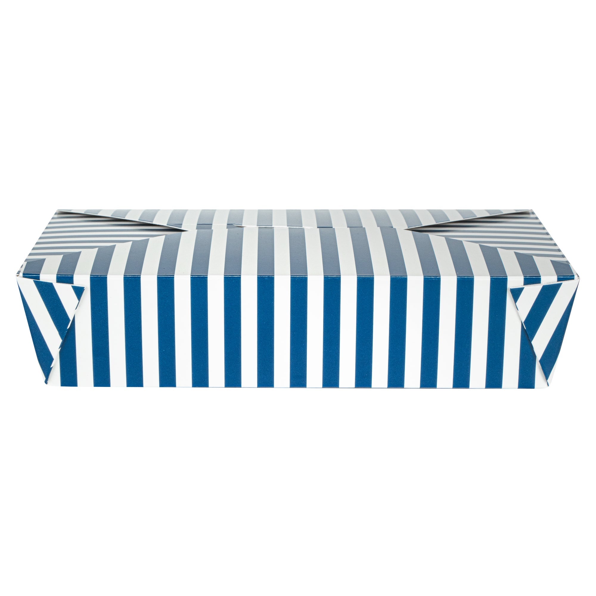Bio Tek 49 oz Rectangle Blue and White Stripe Paper #2 Bio Box Take Out Container - 8 1/2" x 6 1/4" x 2" - 200 count box
