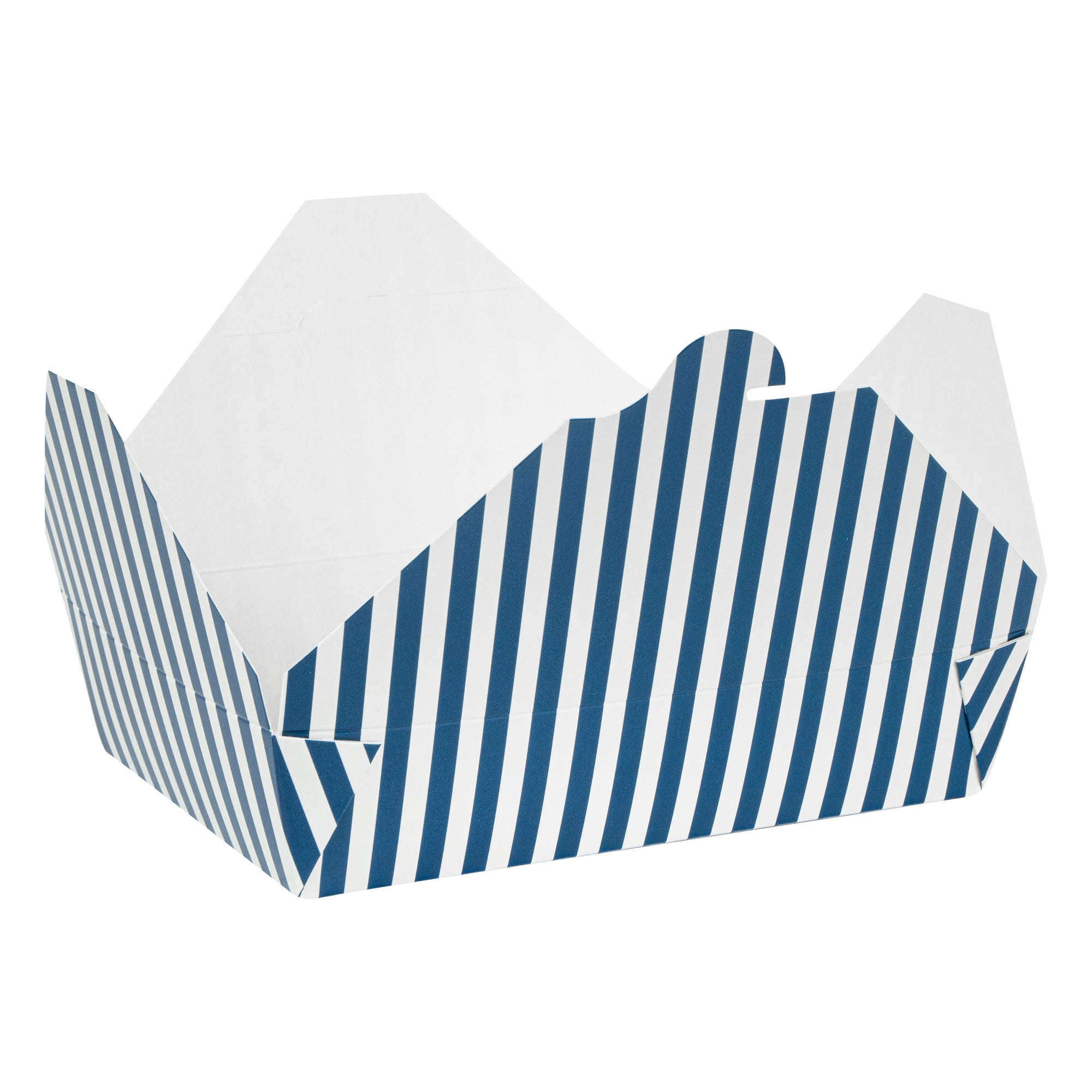 Bio Tek 49 oz Rectangle Blue and White Stripe Paper #2 Bio Box Take Out Container - 8 1/2" x 6 1/4" x 2" - 200 count box
