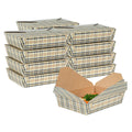 Bio Tek 49 oz Rectangle Plaid Paper #2 Bio Box Take Out Container - 8 1/2" x 6 1/4" x 2" -50 count box