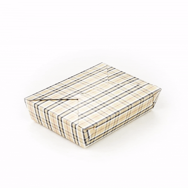 Bio Tek 49 oz Rectangle Plaid Paper #2 Bio Box Take Out Container - 8 1/2" x 6 1/4" x 2" - 200 count box