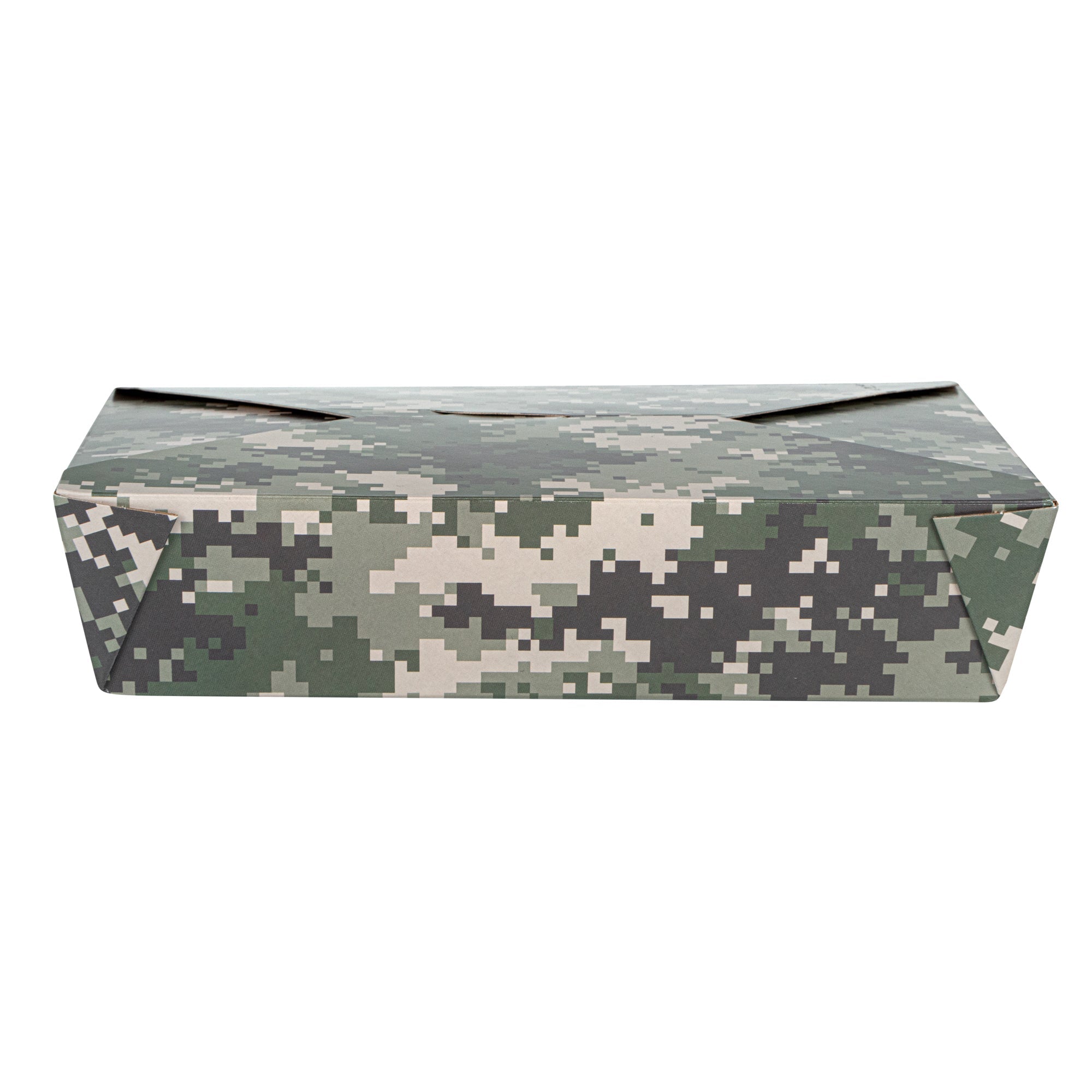 Bio Tek 49 oz Rectangle Camouflage Paper #2 Bio Box Take Out Container - 8 1/2" x 6 1/4" x 2" -50 count box