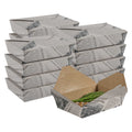 Bio Tek 49 oz Rectangle Newsprint Paper Bio Box Take Out Container - 8 1/2" x 6 1/4" x 2" - 50 count box