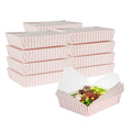 Bio Tek 49 oz Rectangle Pink and White Stripe Paper #2 Bio Box Take Out Container - 8 1/2" x 6 1/4" x 2" -50 count box