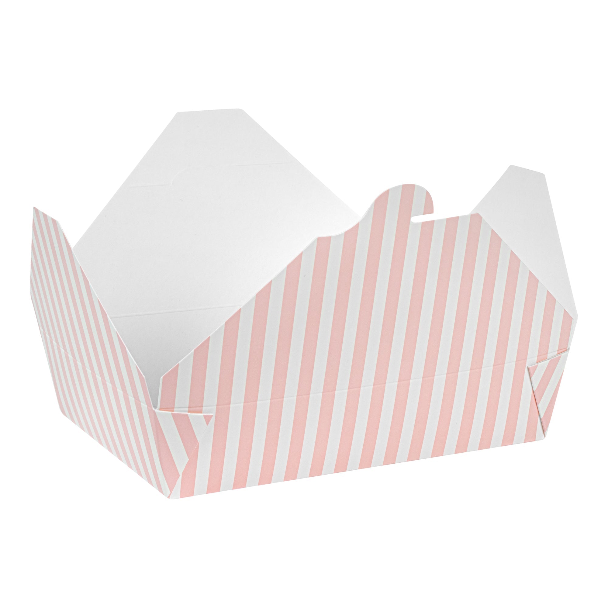 Bio Tek 49 oz Rectangle Pink and White Stripe Paper #2 Bio Box Take Out Container - 8 1/2" x 6 1/4" x 2" - 200 count box