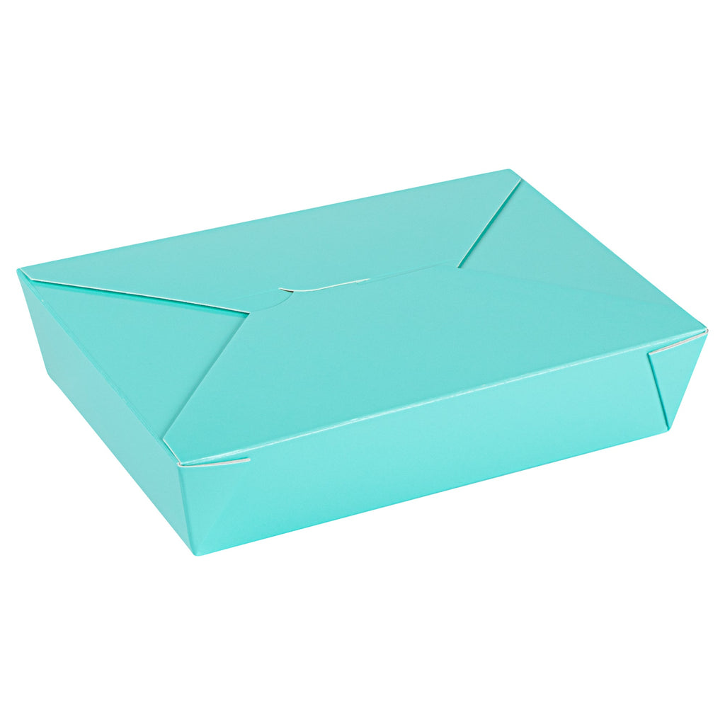 Bio Tek 49 oz Rectangle Turquoise Paper #2 Bio Box Take Out Container - 8 1/2" x 6 1/4" x 2" -50 count box
