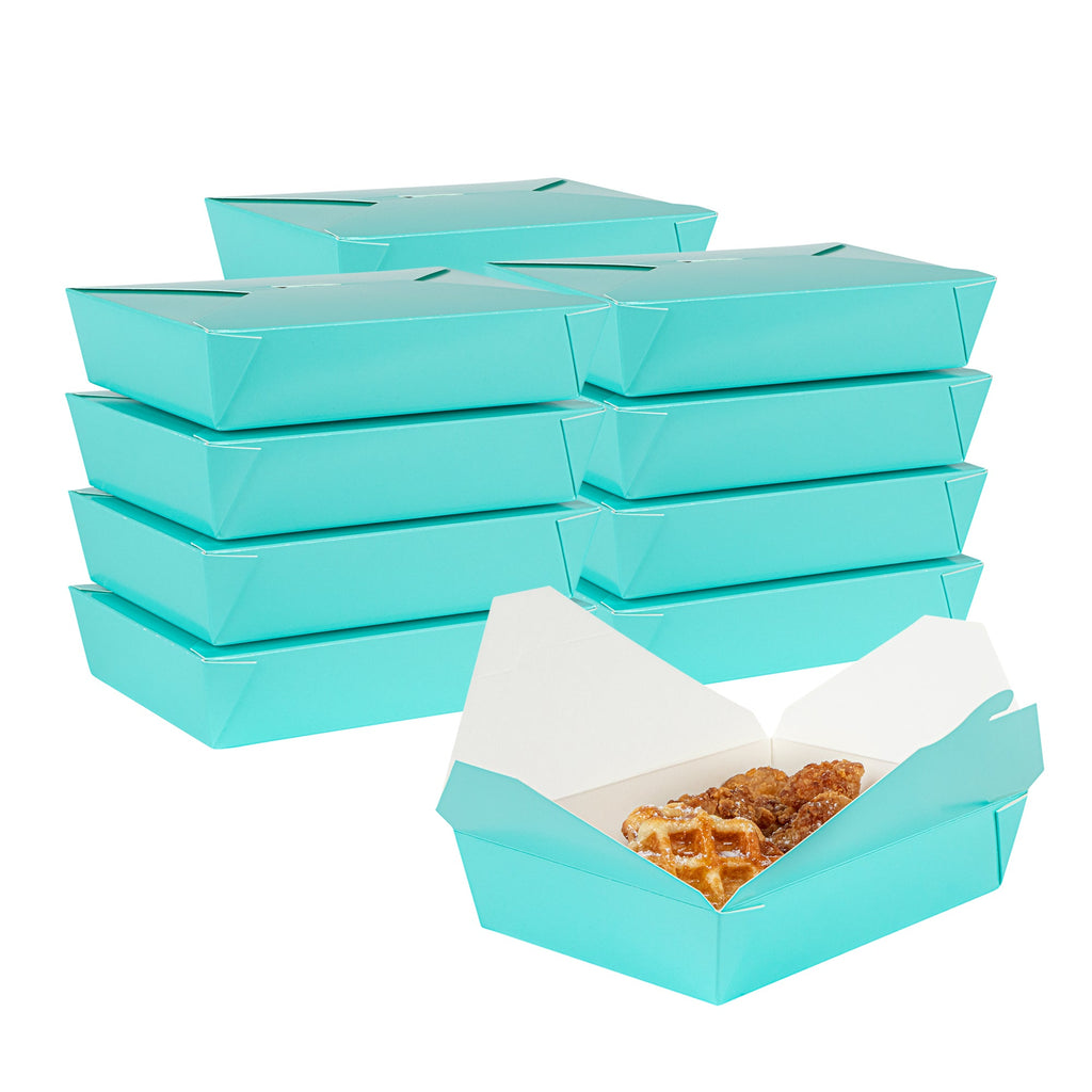 Bio Tek 49 oz Rectangle Turquoise Paper #2 Bio Box Take Out Container - 8 1/2" x 6 1/4" x 2" -50 count box