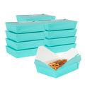 Bio Tek 49 oz Rectangle Turquoise Paper #2 Bio Box Take Out Container - 8 1/2" x 6 1/4" x 2" -50 count box