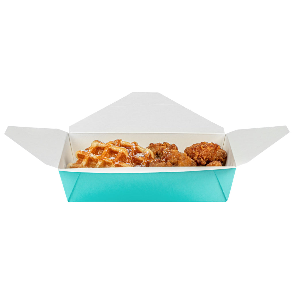 Bio Tek 49 oz Rectangle Turquoise Paper #2 Bio Box Take Out Container - 8 1/2" x 6 1/4" x 2" - 200 count box