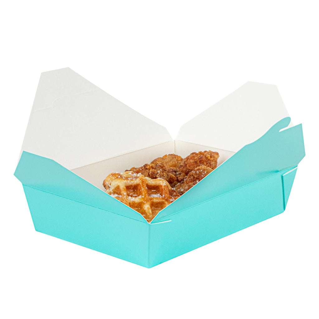 Bio Tek 49 oz Rectangle Turquoise Paper #2 Bio Box Take Out Container - 8 1/2" x 6 1/4" x 2" - 200 count box