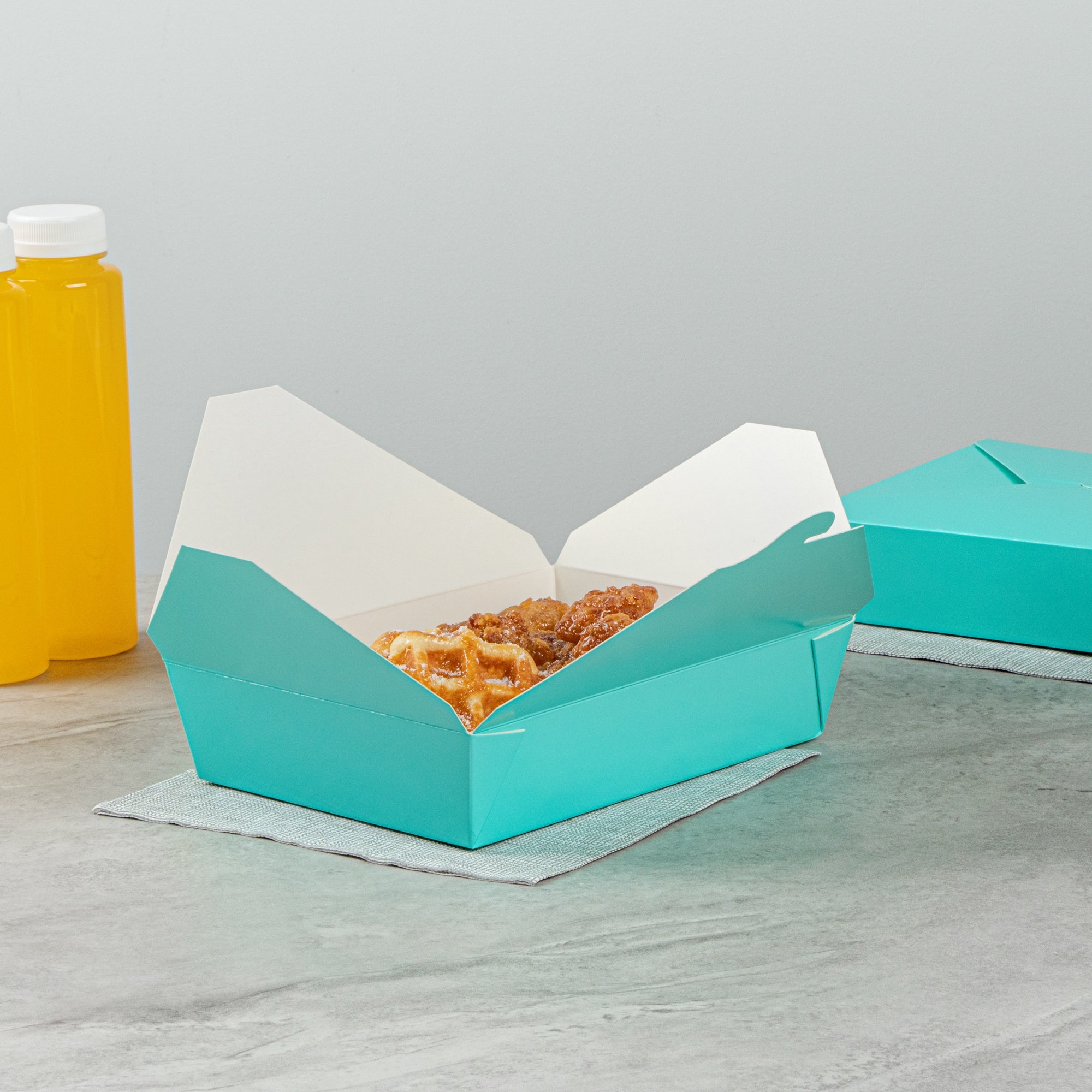 Bio Tek 49 oz Rectangle Turquoise Paper #2 Bio Box Take Out Container - 8 1/2" x 6 1/4" x 2" - 200 count box