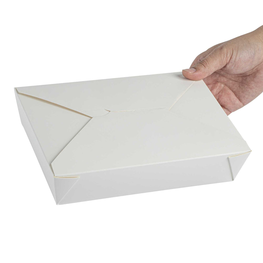Bio Tek 49 oz Rectangle White Paper #2 Bio Box Take Out Container - 8 1/2" x 6 1/4" x 2" - 200 count box