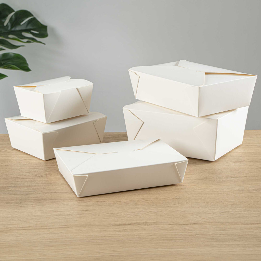 Bio Tek 49 oz Rectangle White Paper #2 Bio Box Take Out Container - 8 1/2" x 6 1/4" x 2" - 200 count box