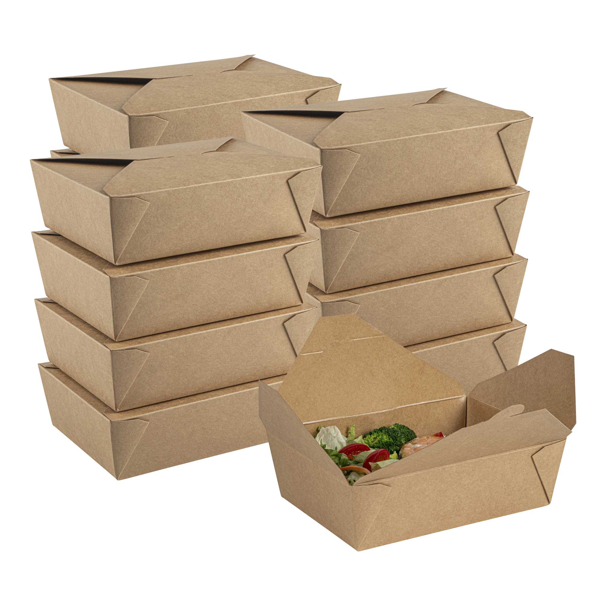 Bio Tek 71 oz Rectangle Kraft Paper #3 Bio Box Take Out Container - 8 1/2" x 6 1/4" x 2 1/2" - 50 count box