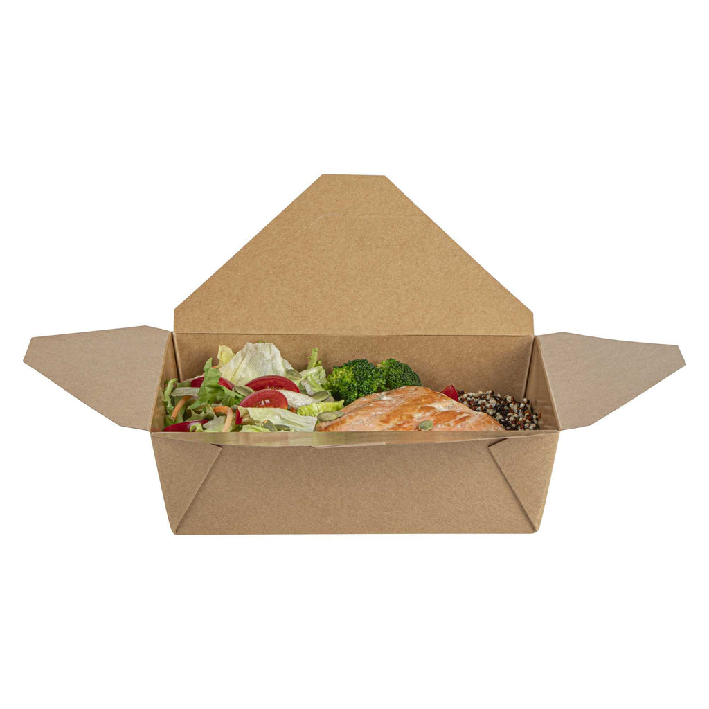 Bio Tek 71 oz Rectangle Kraft Paper #3 Bio Box Take Out Container - 8 1/2" x 6 1/4" x 2 1/2" - 50 count box