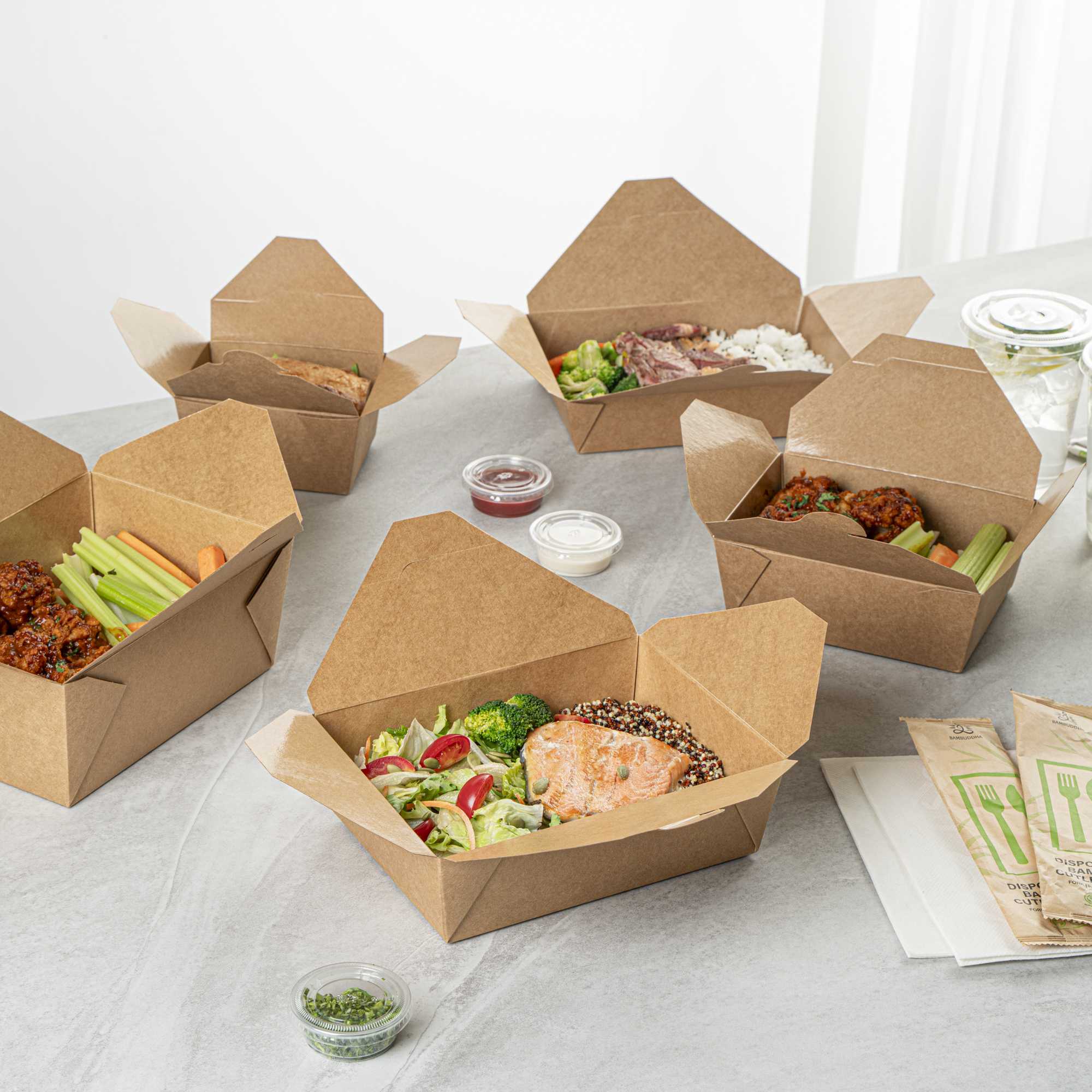 Bio Tek 71 oz Rectangle Kraft Paper #3 Bio Box Take Out Container - 8 1/2" x 6 1/4" x 2 1/2" - 200 count box