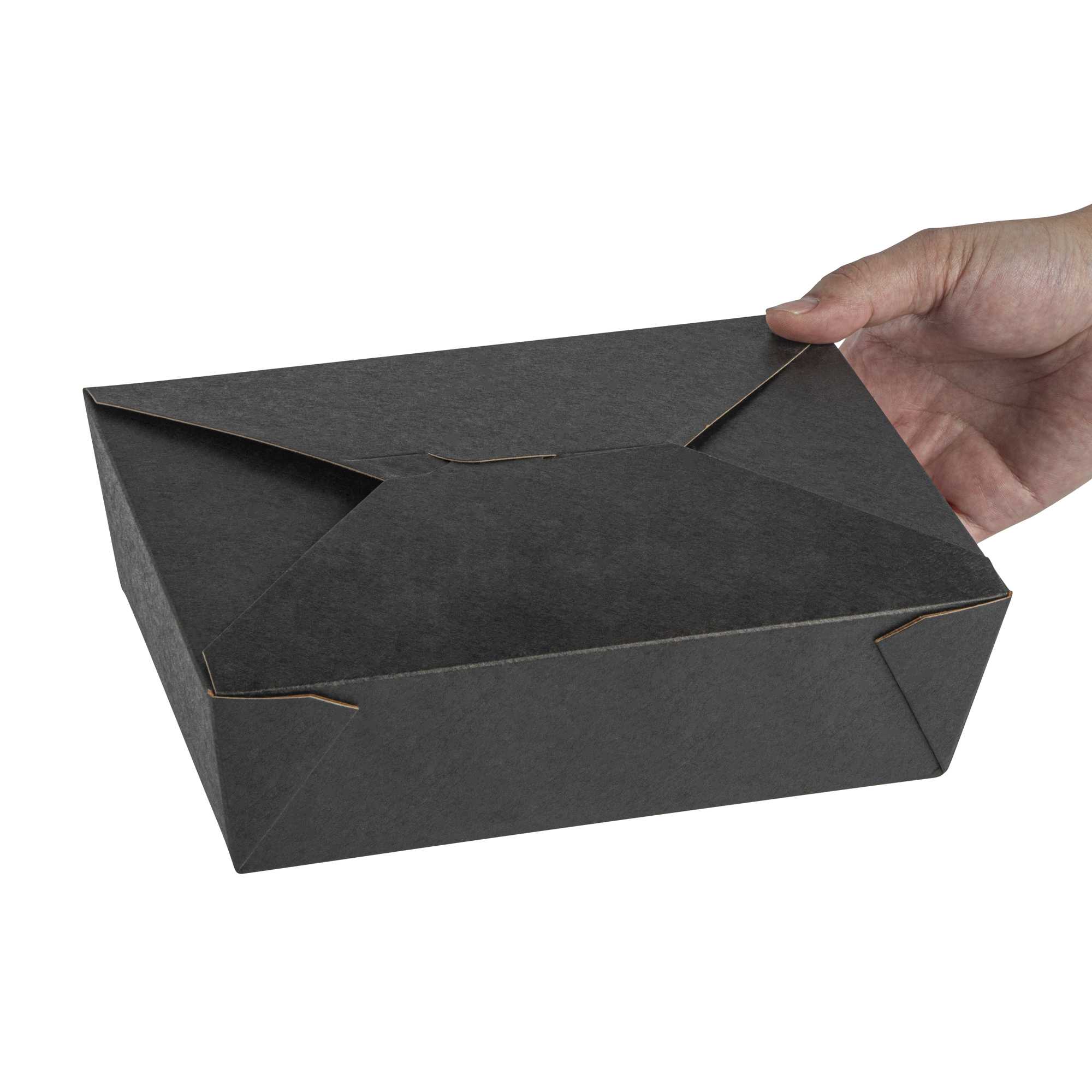 Bio Tek 71 oz Rectangle Black Paper #3 Bio Box Take Out Container - 8 1/2" x 6 1/4" x 2 1/2" - 200 count box