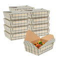 Bio Tek 71 oz Rectangle Plaid Paper #3 Bio Box Take Out Container - 8 1/2" x 6 1/4" x 2 1/2" -50 count box