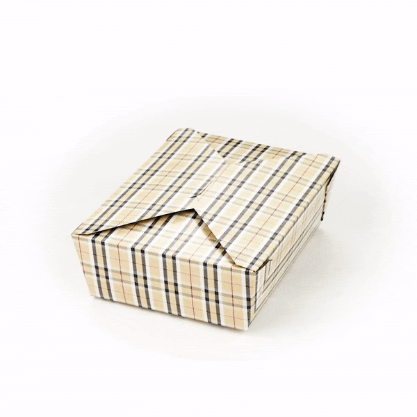 Bio Tek 71 oz Rectangle Plaid Paper #3 Bio Box Take Out Container - 8 1/2" x 6 1/4" x 2 1/2" -50 count box