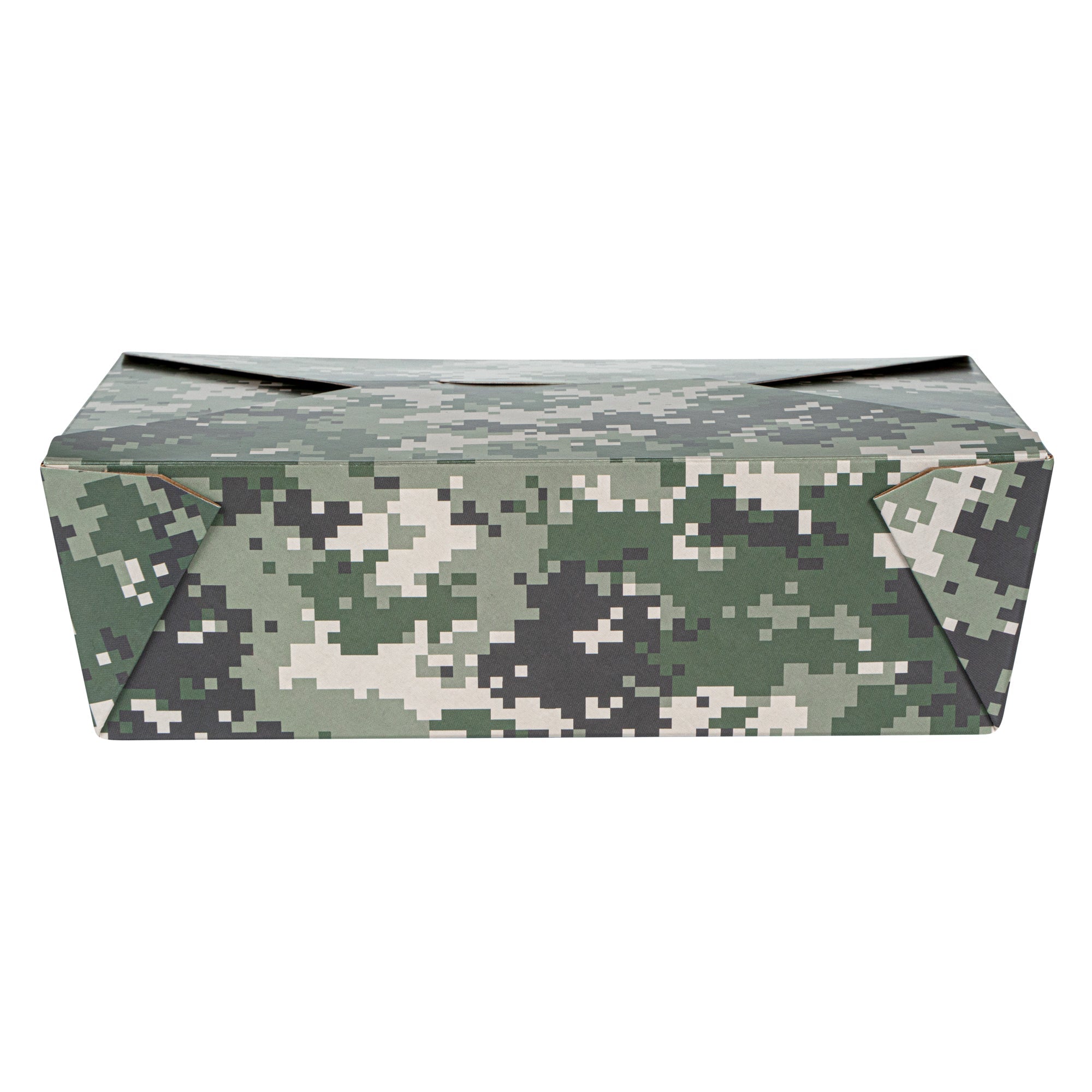 Bio Tek 71 oz Rectangle Camouflage Paper #3 Bio Box Take Out Container - 8 1/2" x 6 1/4" x 2 1/2" -50 count box