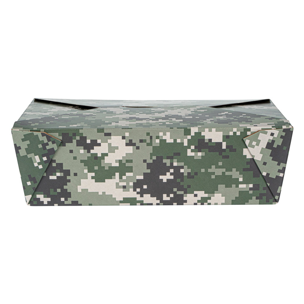 Bio Tek 71 oz Rectangle Camouflage Paper #3 Bio Box Take Out Container - 8 1/2" x 6 1/4" x 2 1/2" - 200 count box