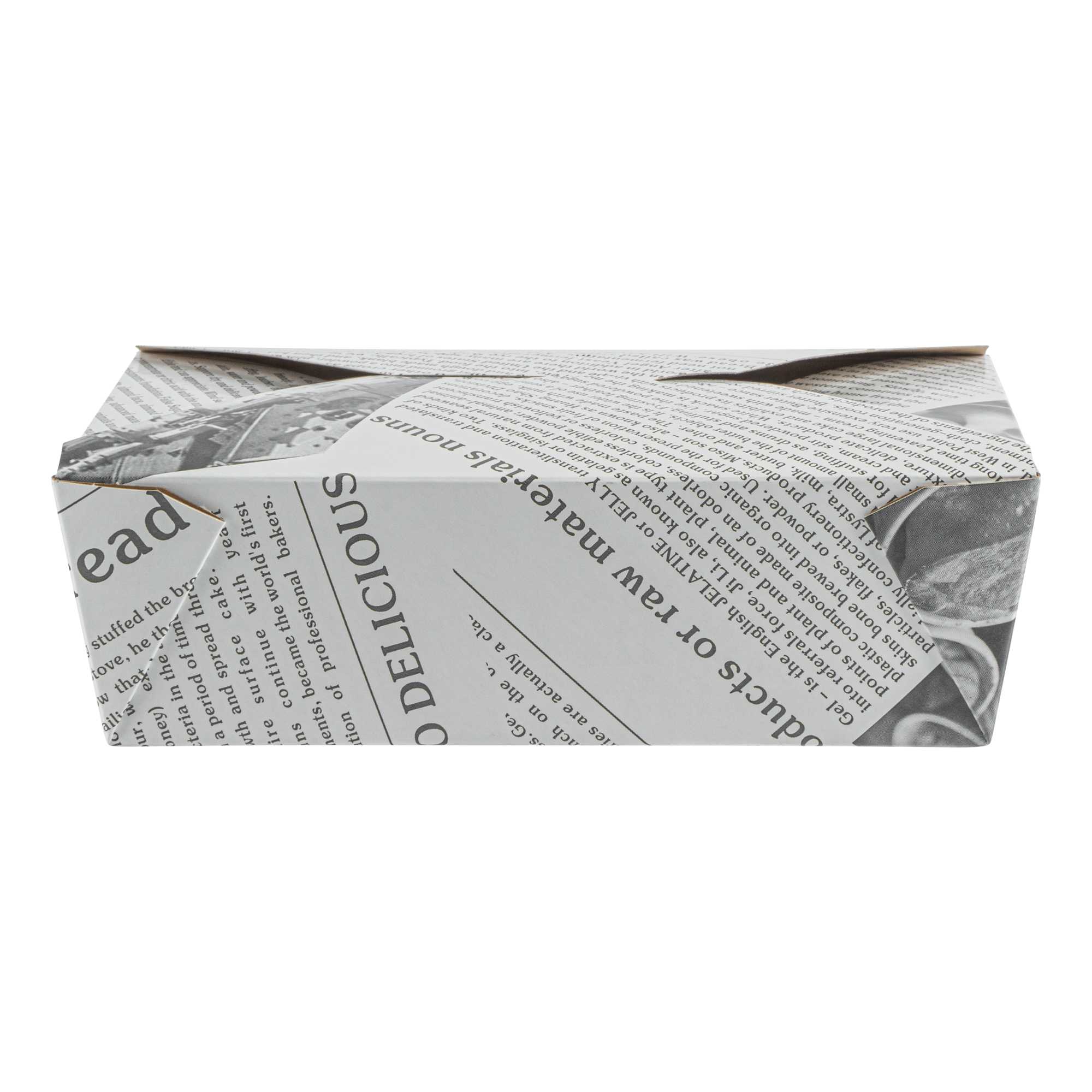 Bio Tek 71 oz Rectangle Newsprint Paper #3 Bio Box Take Out Container - 8 1/2" x 6 1/4" x 2 1/2" - 200 count box