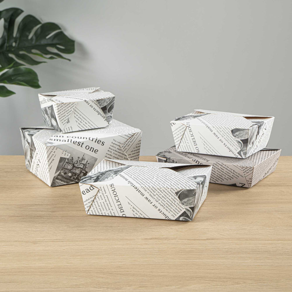 Bio Tek 71 oz Rectangle Newsprint Paper #3 Bio Box Take Out Container - 8 1/2" x 6 1/4" x 2 1/2" - 200 count box